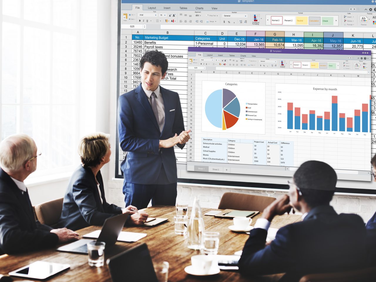 Spreadsheet Document Financal Report Concept